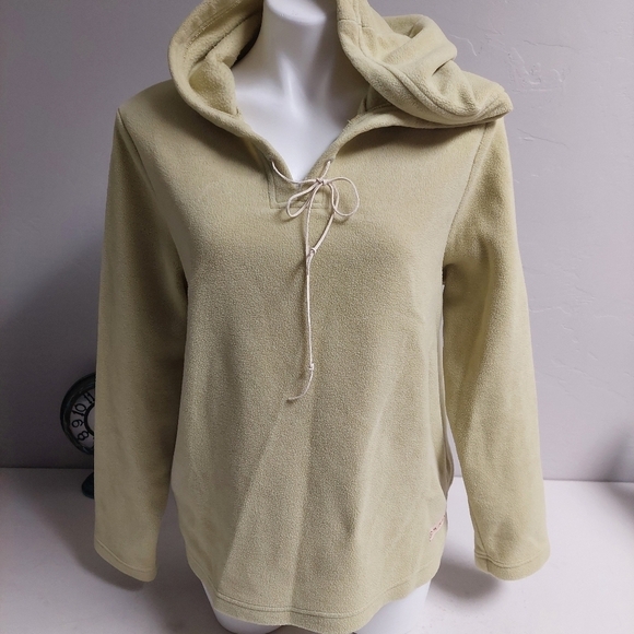 DAKINI Lime Green Sweater L Top Fleece Performance Soft Minimalist‎ Hoddie Lace - Picture 1 of 10